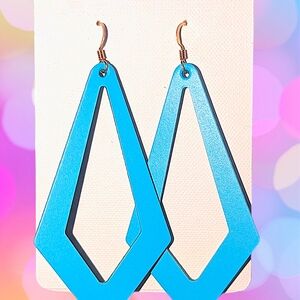 Bright Blue Geometric Drop Earrings